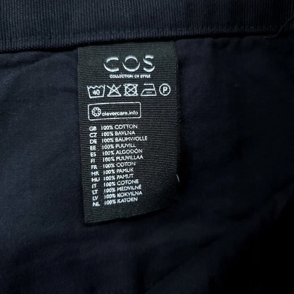COS Mens Cuffed Chino Pants Size 40 (32x30) Navy Blue Cropped